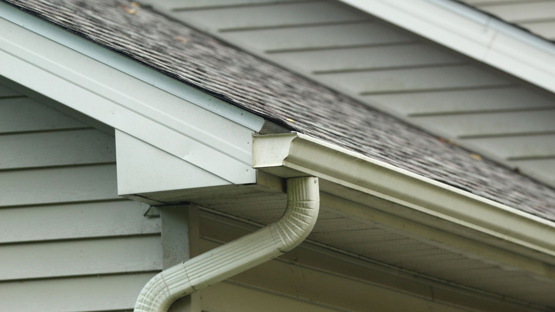 Close-up of a seamless gutter system
